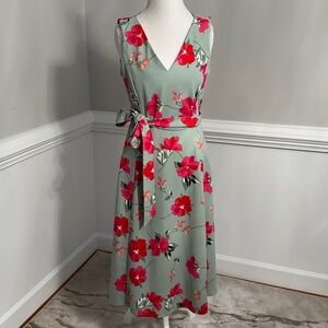 Calvin Klein Gray and Pink Floral fit and flare Dress